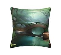 Little Bridge in The East Throw Pillow Cover 18x18 in - Living Room Sofa Pillowcase/Cushion Cover, Suitable for Home Decoration