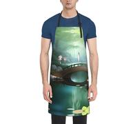 Little Bridge in the Eastprint Waterproof Apron - Adjustable Kitchen Apron Thick and Durable,for Men & Women DishWashing Chef