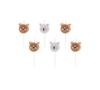 Little brown and white bear birthday candles 3 cm