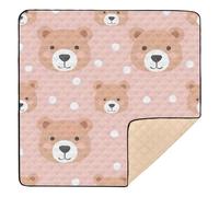Little Brown Bear Baby Play Mat for Floor, 127x127 CM Playpen Mat,Thicken Soft Non-Slip Tummy Time Mat for Toddlers and Infants