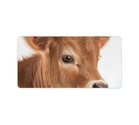 Little Brown Cow Desk Mat Non-Slip Office Desk Mat 23.6" X 11.8" Large Mouse Pad with Rubber Base Waterproof Desk Writing Pad for Office and Home