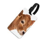 Little Brown Cow Luggage Tags Durable TPU Suitcase Tag with Info Card, Scratch-Resistant Bag Tags for Suitcases, Travel Bags & Backpacks, Easy to Identify, Black-style, One Size, classic