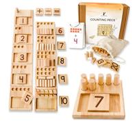 LITTLE BUD KIDS Counting Pegs - A Ten Frame Maths Game with Addition and Subtraction Flash Cards, A Wooden Montessori Math Toy & Math Manipulatives Number Peg Boards Set for Kids 3 4 5 6 7