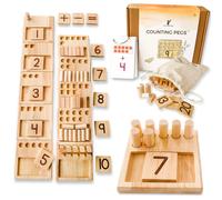 LITTLE BUD KIDS Counting Pegs - A Ten Frame Maths Game with Addition and Subtraction Flash Cards, A Wooden Montessori Math Toy & Math Manipulatives
