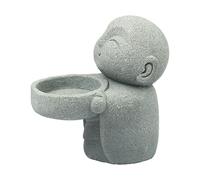Little Buddha: Resin, Polished Solid Stone, Durable Synthetic Ceramic Composite with Integrated Candle Holder | Cute Monk Figurine for Aesthetic Decor
