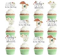 Little Bug is on the Way Cupake Topper, Summer Spring Insect Theme Cupake Decor for Baby Shower Gender Reveal Party Supplies