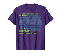Little Bugs in My Code Coding Programming Software Computer T-Shirt, Men, Purple, Medium