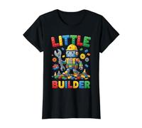 Little Builder Block Robot Construction Child Value Graphic T-Shirt, Women, Black, S