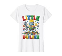 Little Builder Block Robot Construction Child Value Graphic T-Shirt, Women, White, S