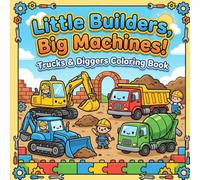 Little Builders, Big Machines: Trucks & Diggers Coloring Book | Fun and Easy Construction Vehicle Coloring Book for Kids Ages 3-8 Featuring Trucks, Diggers, Dump Trucks, Excavators and Little Builders