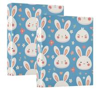 Little Bunny Face 3.8 cm Round Binder with Pockets, 1/2 Pack, 200 Sheets