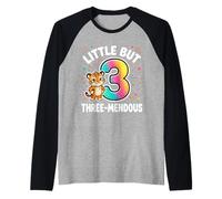 Little But Three-Mendous Funny 3rd Birthday Raglan Baseball Tee