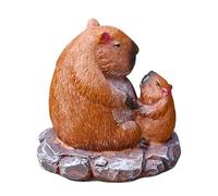 Little Capybara Figurine - Adorable Resin Animal Sculpture. Garden Ornaments for Mother and Child. Use as car shboards, bookshelves, party favours, office melts or landscape accents in the