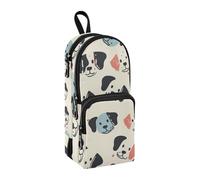 Little Cartoon Dog Faces Pencil Case, Big Capacity Pen Bag with Compartment Students Schoolbag Shape Stationery Organizer Pencil Pouch Marker Case for School Office Work