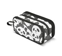 Little Cartoon Panda Pencil Case, Large Capacity Pen Bag for Boys Girls 3 Compartment Pencil Pouch Students Stationery Organizer Marker Case for School Office Work
