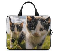 Little Cat on The Grass Laptop Sleeve Ultra-Thin, Waterproof 10inch Laptop Bags, Portable Protective Computer Bag with Hand Strap