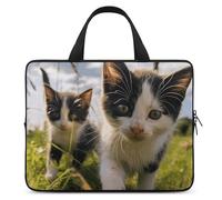 Little Cat on The Grass Laptop Sleeve Ultra-Thin, Waterproof 12inch Laptop Bags, Portable Protective Computer Bag with Hand Strap