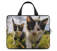 Little Cat on The Grass Laptop Sleeve Ultra-Thin, Waterproof 13inch Laptop Bags, Portable Protective Computer Bag with Hand Strap