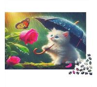 Little Cat with An Umbrella 1000 Pieces Puzzle Butterfly Fun Focus & Concentration Premium Thick Cardboard for Kids Ages 8+ Kids Gift 38x26cm/1000pcs