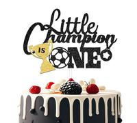 Little Champion is one Cake Topper,Football 1st Birthday Cake Decor,First Birthday Party Supplies,Football Champion Baby 1st Party Decorations Black Gold