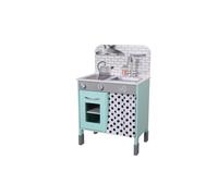 Little Chef Contemporary Interactive Wooden Toy Kitchen Set Teamson Kids Teal One Size