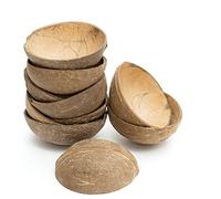 Little Cherry Eco Friendly Coconut Bowls | Biodegradable Coconut Shell Bowls Great Eco Alternative to Wooden Bowl or Bamboo Bowl | Coconut Bowl for All Events (Medium Coconut Bowl, 10 Pack)