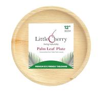 Little Cherry Eco-Friendly Round Palm Leaf Plates | Eco Disposable Plates, Great Alternative to Disposable Bamboo Plates | Biodegradable Compostable Plates for Catering & Events (12 Inch, 100, Count)