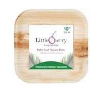 Little Cherry Eco-Friendly Square Palm Leaf Dinnerware, Disposable & Compostable Alternative to Bamboo, Biodegradable for Catering, Parties & Events (10 Inch, Pack of 100)