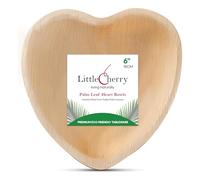 Little Cherry Pack Palm Leaf Bowls | Eco-Friendly Disposable Bowls Perfect for Parties, BBQ & Catering | Single Serving Dishes, Mini Bowls, Dessert Bowls (Heart - 6 Inch, 25, Count)