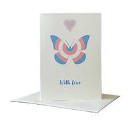 LITTLE CHICK Greeting Card in Colours of the Helms Transgender Pride Flag - with love - Suitable for most occasions - Birthday, Anniversary, Valentine's Day etc, 4 x 6 inch, Cream