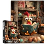 Little Chicken Reading Books 1000 Piece Jigsaw Puzzles for Adults Chicken Coop Scene Art Puzzle Colorful DIY Puzzles for Home Decoration Gifts Family Puzzle Perfect for Game Nights 50×70cm