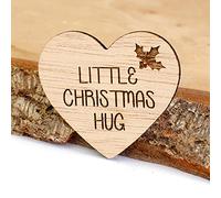 Little Christmas Hug Wooden Heart Token Little Pocket Hug Miss You Note Hardwood Gift for Someone You Love Thinking Of You Keepsake No Hole. (20)