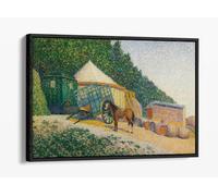 Little Circus Camp #1 by Albert Dubois-Pillet Canvas Floater Frame Print Picture Art - Black Frame 18 inch wide x 12 inch high