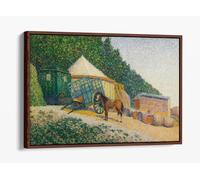 Little Circus Camp #1 by Albert Dubois-Pillet Canvas Floater Frame Print Picture Art - Walnut Frame 30 inch wide x 20 inch high