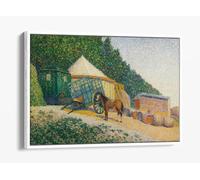Little Circus Camp #1 by Albert Dubois-Pillet Canvas Floater Frame Print Picture Art - White Frame 12 inch wide x 8 inch high