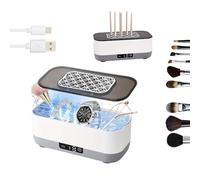 LITTLE CLASSIC USB Rechargeable 400ML Automatic Ultrasonic Jewelry & Makeup Brush Cleaner, LED Display, 3 Cleaning Modes, Deep Vibration Cleaning, Silicone Cap, Multipurpose - (White) (Box Set)
