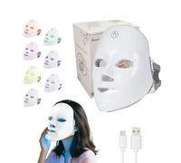 LITTLE CLASSIC USB Rechargeable 7-Colour LED Lightweight Therapy Mask, Infared Light Repair, Anti-Wrinkle, Acne Removal, Skin Rejuvenation, Blemish Repair, Auto Mode, Wireless Design - (Box Set)