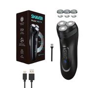 LITTLE CLASSIC USB Rechargeable Men’s 3D Floating 3 Blade Rotary Electric Shaver USB, Portable, Face Groomer, Low Noise, Anti-Pinch Blades & Cleaning Brush - (Black)