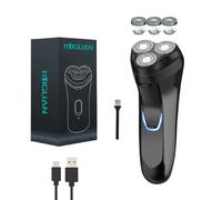 LITTLE CLASSIC USB Rechargeable Men’s 3D Floating Rotary Electric Shaver USB, Portable, Face Groomer, Low Noise, Anti-Pinch Blades & Cleaning Brush - (Black) (Box Set)