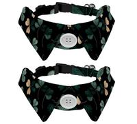 Little Clover Leaves on Dark Green Background Dog Collar Bowtie, Comfortable Adjustable Dog Bow Tie Collar for Small Boys and Girls Pets