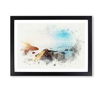 Little Corona del Mar Beach in Abstract Framed Print | A2 Black Framed Wall Art | Ready to Hang | Abstract Beach Picture | Living Room Bedroom Lounge Office