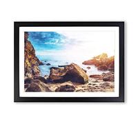 Little Corona del Mar Beach Painting Framed Print | A2 Black Framed Wall Art | Ready to Hang | Modern Beach Picture | Living Room Bedroom Lounge Office