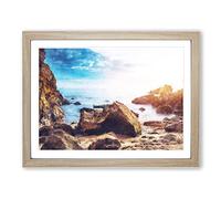 Little Corona Del Mar Beach Painting Modern Art Framed Print | A3 Oak Framed Wall Art | Ready to Hang | Modern Beach Picture | Living Room Bedroom Lounge Office