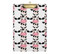 Little Cow Babies Seamless Plastic Clipboard A4 Letter Size PVC Writing Board with Low Profile Silver Metal Clip Hardboard for School, Office 12.5x9 Inch