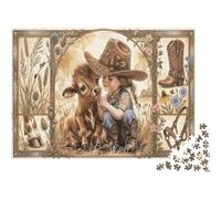 Little Cowgirl 1000 Piece Puzzle Vintage Western Ranch for Relaxation First-Time Jigsaw Users Memory Improvement Small Gift Idea 70x50cm/1000pcs