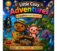 Little Cozy Adventures: Capybara & Axolotl: Cute & Easy Kawaii Animal Adventures Through Beaches, Water Parks, Forests, Dinosaurs, Dragons, Space & ... Bold and Easy Coloring Book for Kids Ages 4-8