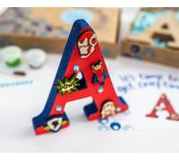 Little Crafty Bees Kids Paint Your own Superhero Wooden Letter | Paint Your own Initial | Kids Superhero Craft | Party Favour | Boy Birthday Gift | Creative Child Gift (Y)