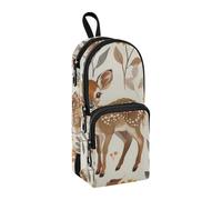 Little Cute Deer Pencil Case, Big Capacity Pen Bag with Compartment Students Schoolbag Shape Stationery Organizer Pencil Pouch Marker Case for School Office Work