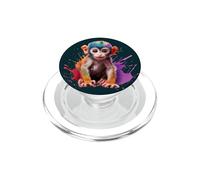 Little cute monkey with big eyes and splashes of color PopSockets PopGrip for MagSafe