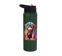 Little Cute Monkey with Big Eyes and Splashes of Color Stainless Steel Insulated Water Bottle